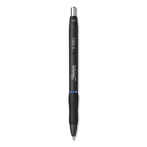 S-gel Retractable Gel Pen, Medium 0.7 Mm, Blue Ink, Black Barrel, Dozen