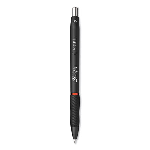 S-gel Retractable Gel Pen, Fine 0.5 Mm, Red Ink, Black Barrel, Dozen