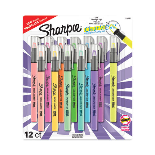 Clearview Pen-style Highlighter, Assorted Ink Colors, Chisel Tip, Assorted Barrel Colors, 12-pack