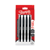 S-gel Premium Metal Barrel Gel Pen, Retractable, Medium 0.7 Mm, Black Ink, Black Barrel, 4-pack