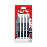 S-gel Premium Metal Barrel Gel Pen, Retractable, Medium 0.7 Mm, Black Ink, Blue Barrel, 4-pack