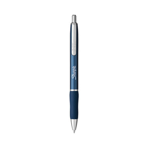 S-gel Premium Metal Barrel Gel Pen, Retractable, Medium 0.7 Mm, Black Ink, Blue Barrel, 4-pack