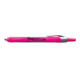 Retractable Highlighters, Chisel Tip, Fluorescent Pink, Dozen