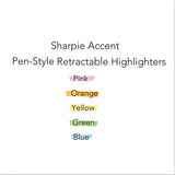Retractable Highlighters, Chisel Tip, Assorted Colors, 5-set