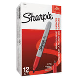 Fine Tip Permanent Marker, Red, Dozen