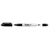 Twin-tip Permanent Marker, Fine-extra-fine Bullet Tip, Black, Dozen