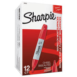 Chisel Tip Permanent Marker, Medium, Red, Dozen