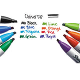 Chisel Tip Permanent Marker, Medium, Assorted Colors, 8-set