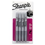 Metallic Fine Point Permanent Markers, Bullet Tip, Silver, 4-pack