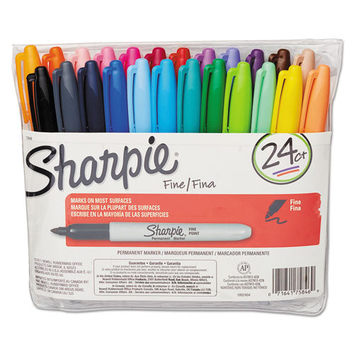 Fine Tip Permanent Marker, Assorted Colors, 24-set