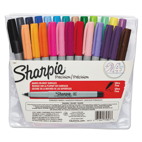 Ultra Fine Tip Permanent Marker, Extra-fine Needle Tip, Assorted Colors, 24-set