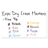 Low-odor Dry-erase Marker, Fine Bullet Tip, Assorted Colors, 8-set