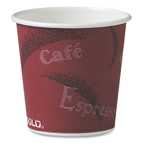 Polycoated Hot Paper Cups, 4 Oz, Bistro Design, 50-pack, 20 Pack-carton