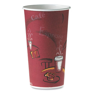 Polycoated Hot Paper Cups, 20 Oz, Bistro Design, 600-carton