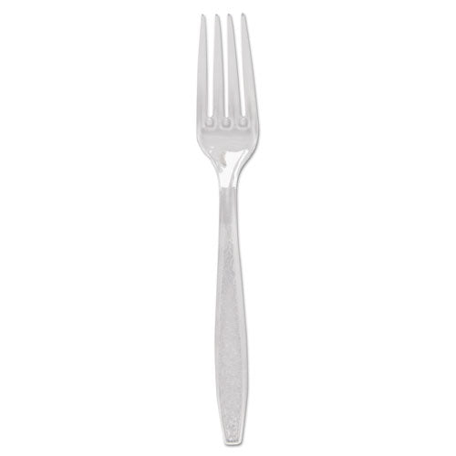 Guildware Heavyweight Plastic Cutlery, Forks, Clear, 1000-carton