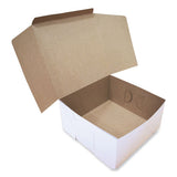 White One-piece Non-window Bakery Boxes, 10 X 10 X 5, White/kraft, Paper, 100/bundle