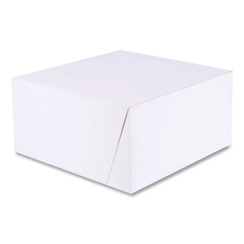 White One-piece Non-window Bakery Boxes, 10 X 10 X 5, White/kraft, Paper, 100/bundle