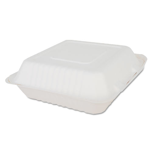 Champware Molded-fiber Clamshell Containers, 9w X 9d X 3h, White, 200-carton