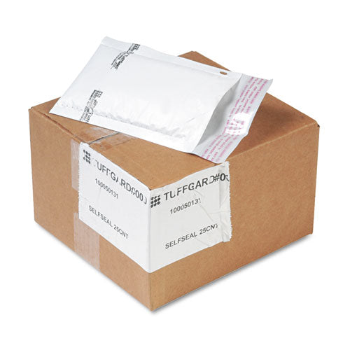 Jiffy Tuffgard Self-seal Cushioned Mailer, #000, Barrier Bubble Lining, Self-adhesive Closure, 4 X 8, White, 25-carton