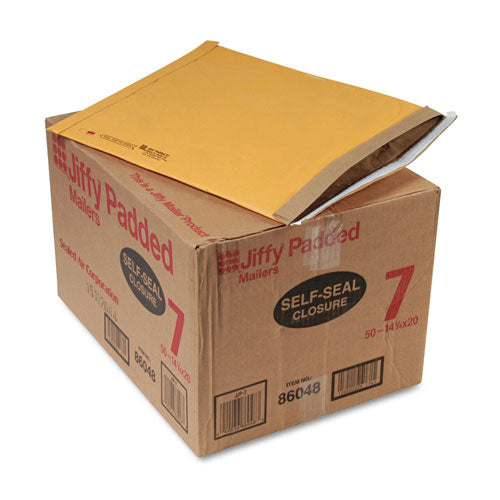 Jiffy Padded Mailer, #7, Paper Lining, Self-adhesive Closure, 14.25 X 20, Natural Kraft, 50-carton