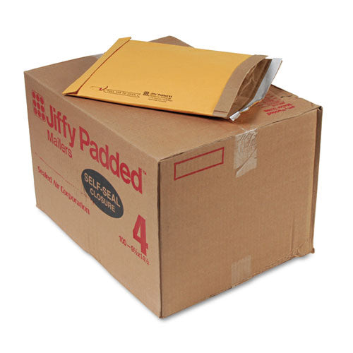 Jiffy Padded Mailer, #4, Paper Lining, Self-adhesive Closure, 9.5 X 14.5, Natural Kraft, 100-carton