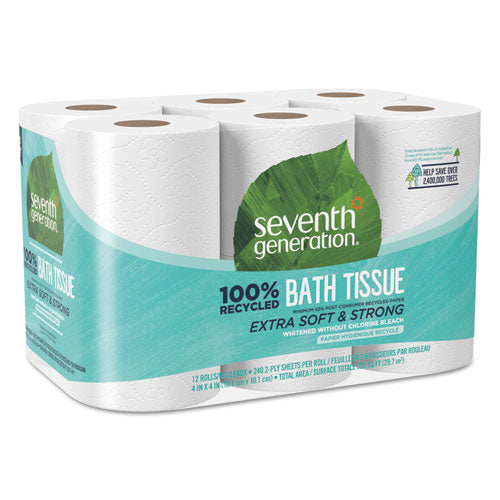 100% Recycled Bathroom Tissue, Septic Safe, 2-ply, White, 240 Sheets-roll, 12-pack