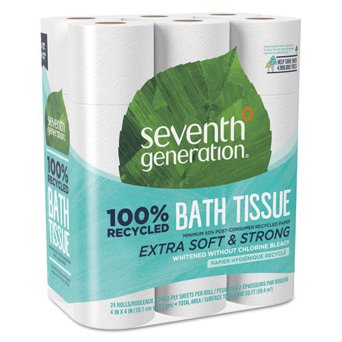 100% Recycled Bathroom Tissue, Septic Safe, 2-ply, White, 240 Sheets-roll, 24-pack