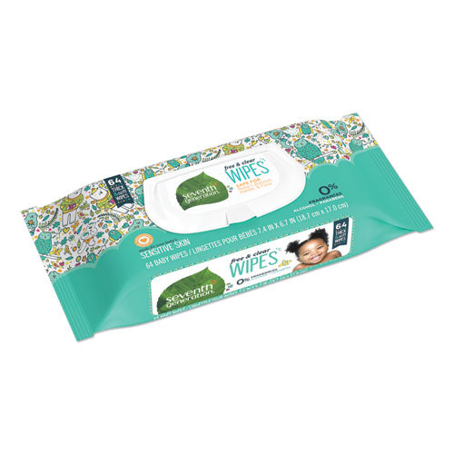 Free And Clear Baby Wipes, Unscented, White, 64-pack