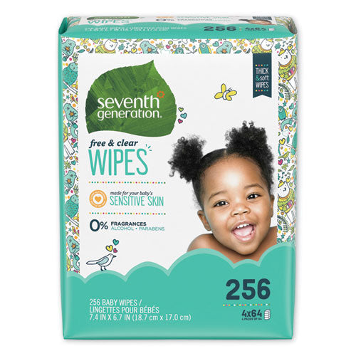 Free And Clear Baby Wipes, Refill, Unscented, White, 256-pack, 3 Packs-carton