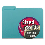 Interior File Folders, 1-3-cut Tabs, Letter Size, Aqua, 100-box