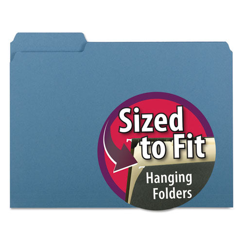 Interior File Folders, 1-3-cut Tabs, Letter Size, Blue, 100-box