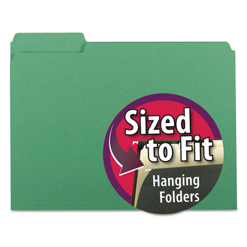 Interior File Folders, 1-3-cut Tabs, Letter Size, Green, 100-box
