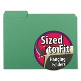 Interior File Folders, 1-3-cut Tabs, Letter Size, Green, 100-box