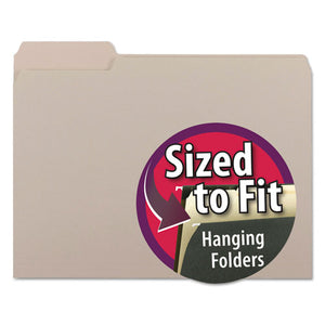 Interior File Folders, 1-3-cut Tabs, Letter Size, Gray, 100-box