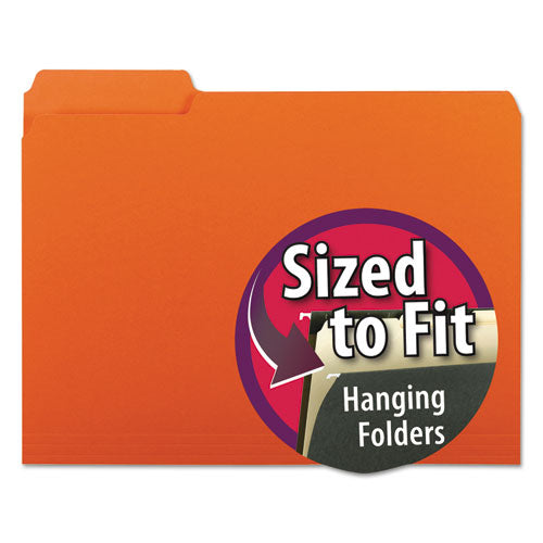 Interior File Folders, 1-3-cut Tabs, Letter Size, Orange, 100-box