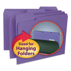 Interior File Folders, 1-3-cut Tabs, Letter Size, Purple, 100-box