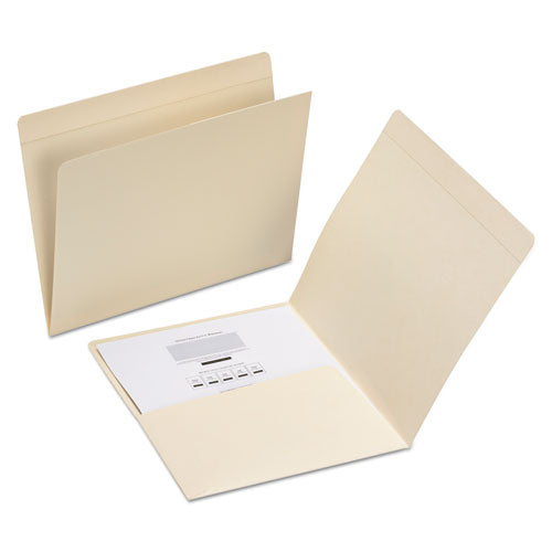 Top Tab File Folders With Inside Pocket, Straight Tab, Letter Size, Manila, 50-box