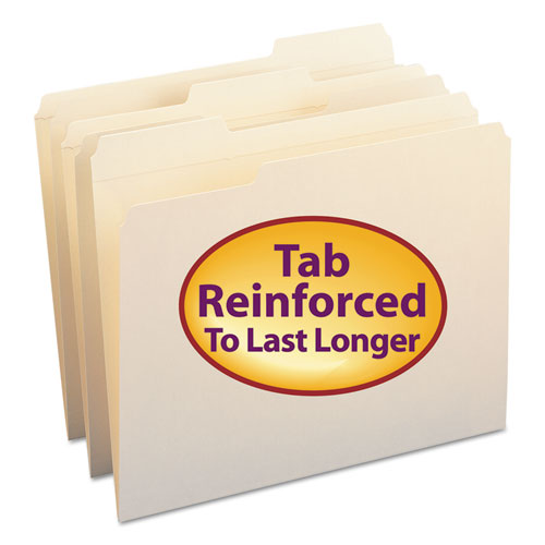 Reinforced Tab Manila File Folders, 1-3-cut Tabs, Letter Size, 11 Pt. Manila, 100-box