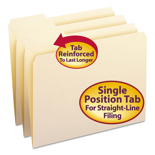 Reinforced Tab Manila File Folders, 1-3-cut Tabs, Left Position, Letter Size, 11 Pt. Manila, 100-box