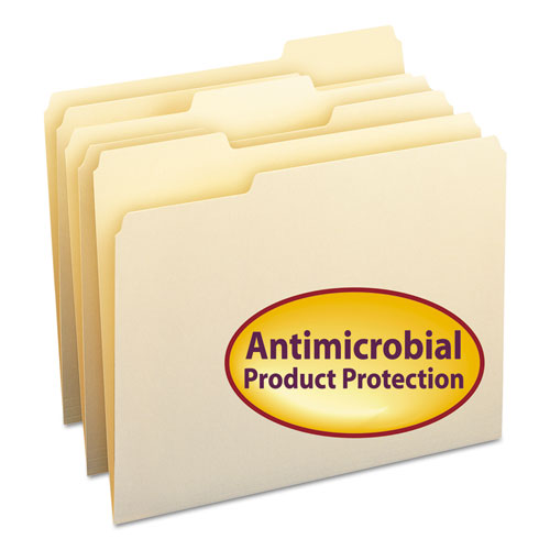 Top Tab File Folders With Antimicrobial Product Protection, 1-3-cut Tabs, Letter Size, Manila, 100-box