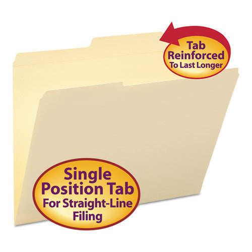 Reinforced Guide Height File Folders, 2-5-cut 2-ply Tab, Right Of Center, Letter Size, Manila, 100-box