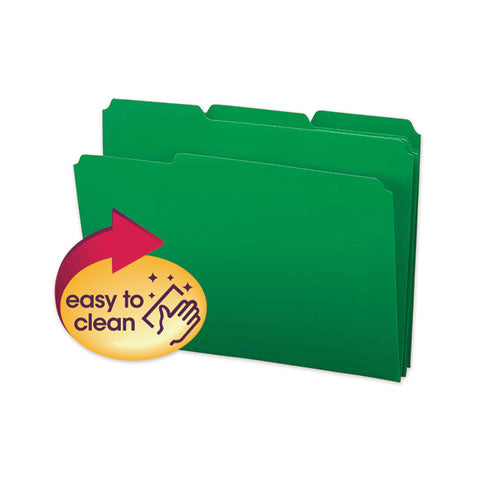 Top Tab Poly Colored File Folders, 1-3-cut Tabs, Letter Size, Green, 24-box