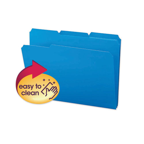 Top Tab Poly Colored File Folders, 1-3-cut Tabs, Letter Size, Blue, 24-box