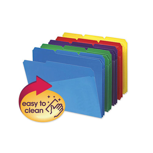 Poly Colored File Folders With Slash Pocket, 1-3-cut Tabs, Letter Size, Assorted, 30-box