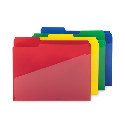 Poly Colored File Folders With Slash Pocket, 1-3-cut Tabs: Assorted, Letter Size, 0.75