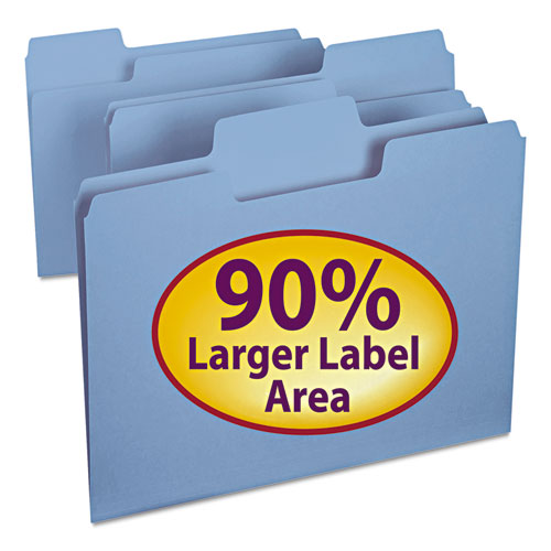 Supertab Colored File Folders, 1-3-cut Tabs, Letter Size, 11 Pt. Stock, Blue, 100-box