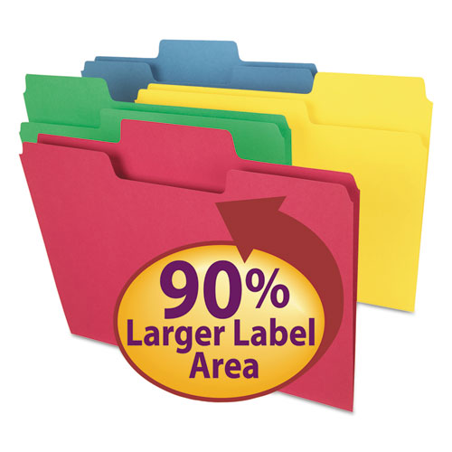 Supertab Colored File Folders, 1-3-cut Tabs, Letter Size, 11 Pt. Stock, Assorted, 100-box