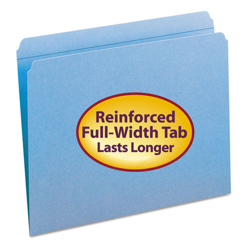Reinforced Top Tab Colored File Folders, Straight Tab, Letter Size, Blue, 100-box