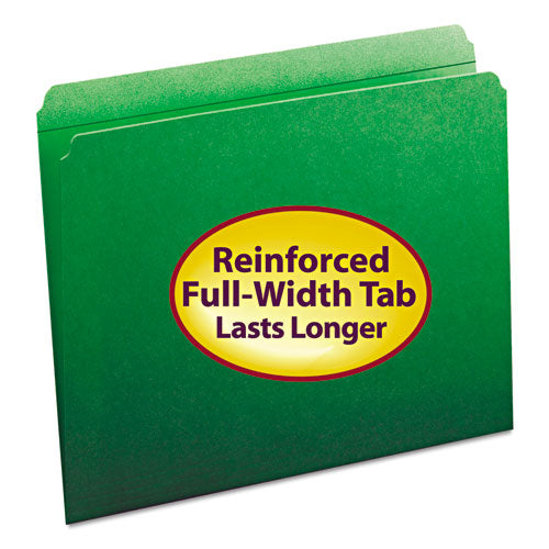 Reinforced Top Tab Colored File Folders, Straight Tab, Letter Size, Green, 100-box