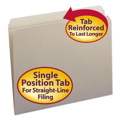 Reinforced Top Tab Colored File Folders, Straight Tab, Letter Size, Gray, 100-box